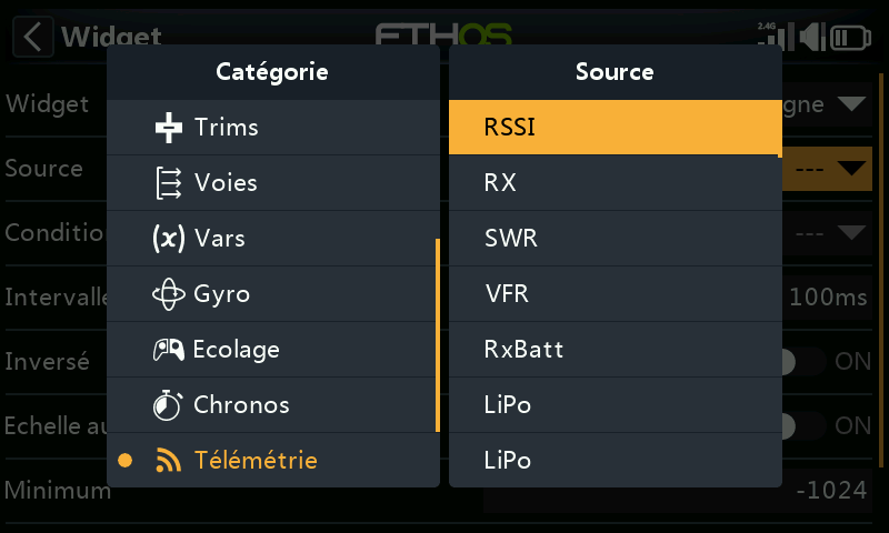 Modifier la source du widget