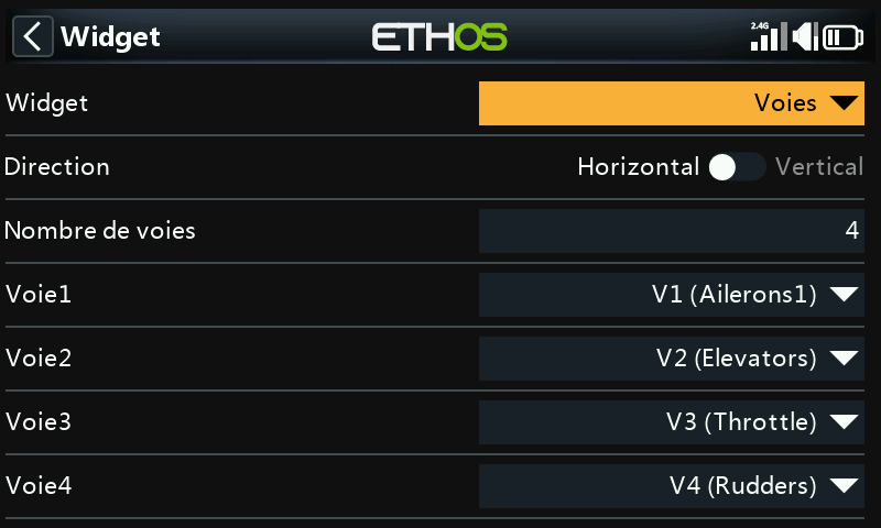 Configuration du widget Voies