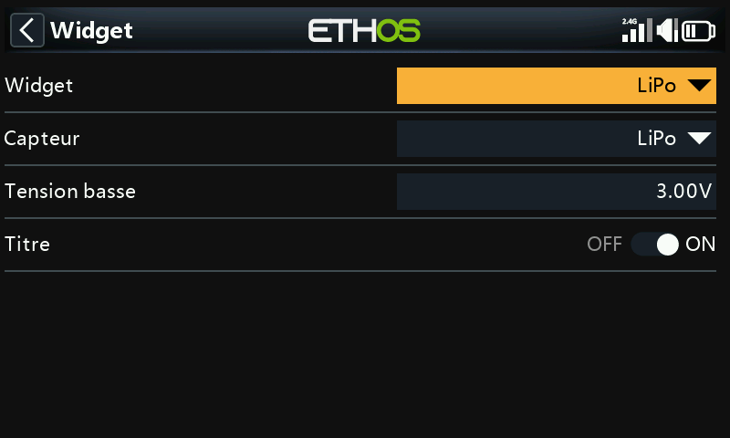 Configuration du widget LiPo