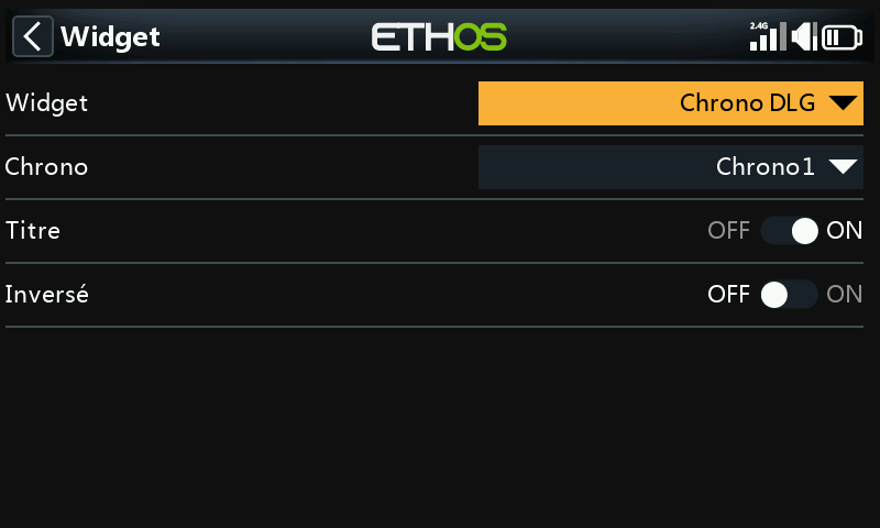 Configuration du widget Journaux de chrono