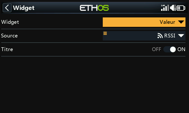 Configuration du widget Valeur