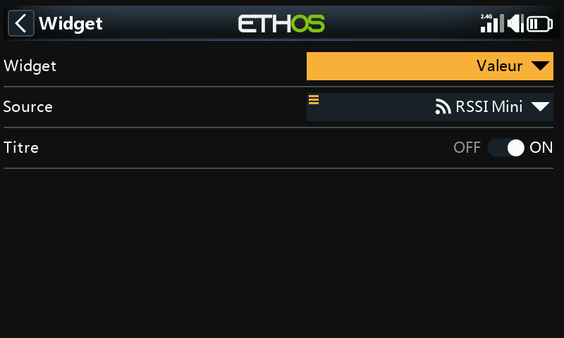 Widget Valeur min RSSI