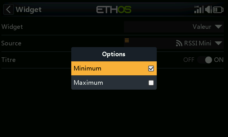 Widget Valeur min