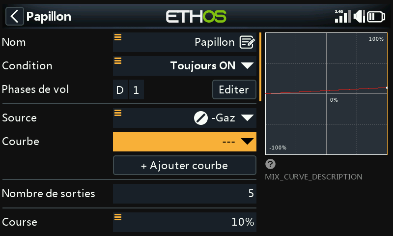 Sélection de la courbe