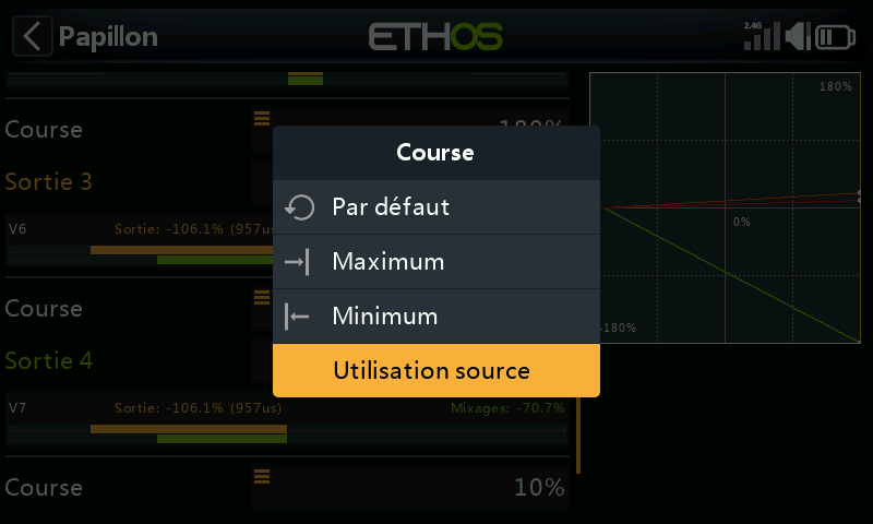 Sélection de la source