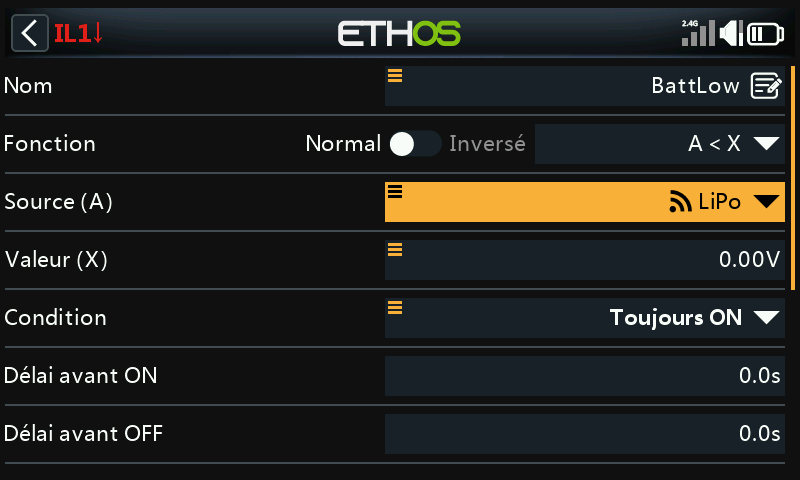 Inter logique batterie faible