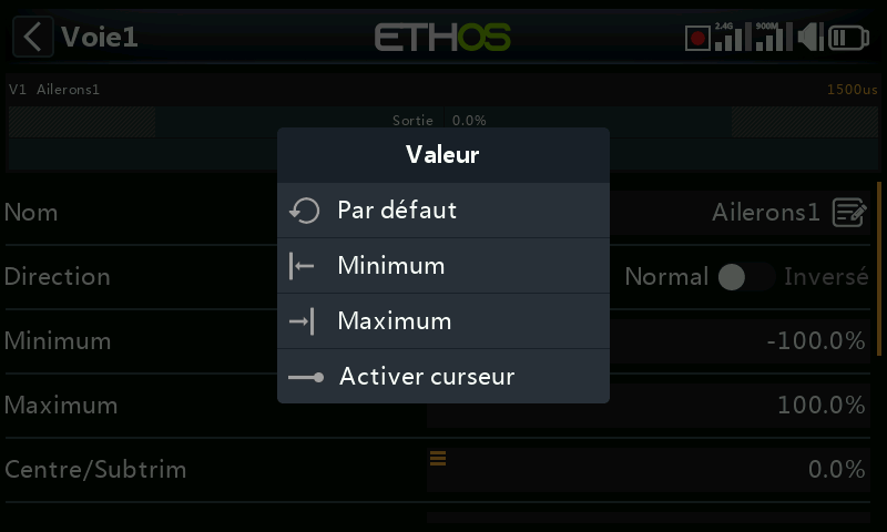 Options de saisie de valeurs numériques