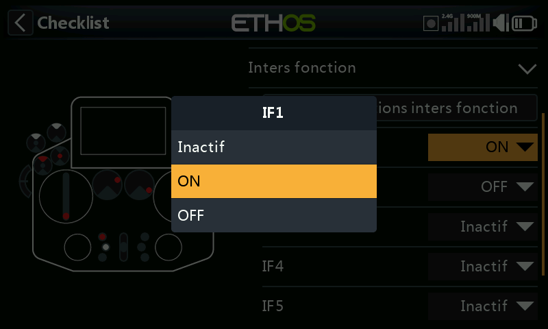 Options de contrôle des interrupteurs de fonction