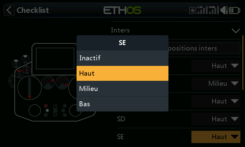 Options de contrôle des interrupteurs