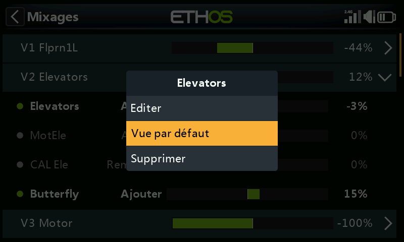 Sélection de la vue tableau depuis la vue par voie