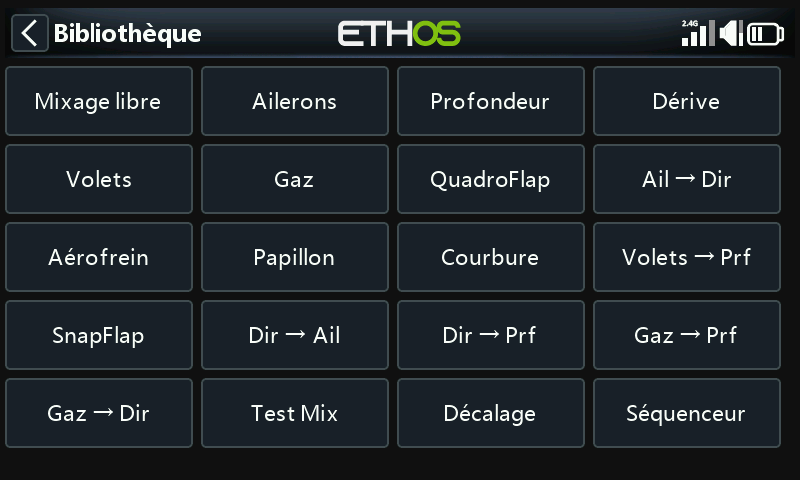 Bibliothèque de mixages planeur
