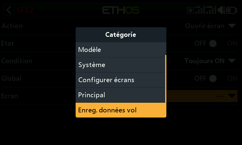 Options d'écran