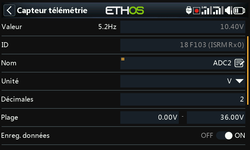 Édition du capteur ADC2