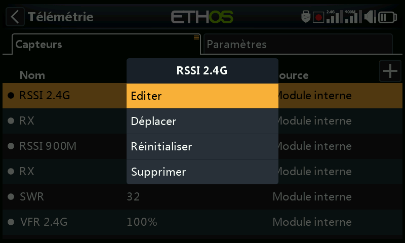 Sélection de l'option d'édition