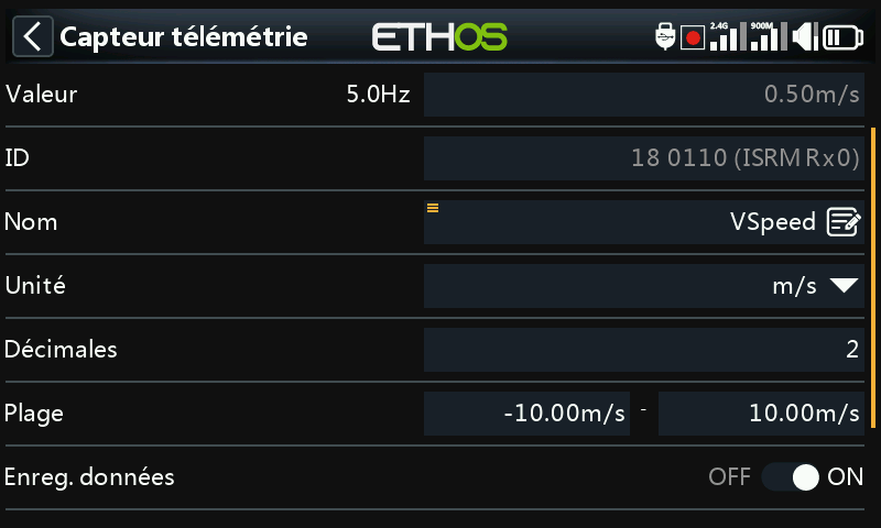 Édition du capteur VSpeed