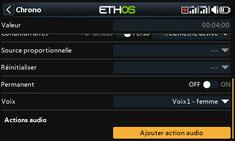Ajout d'une action audio