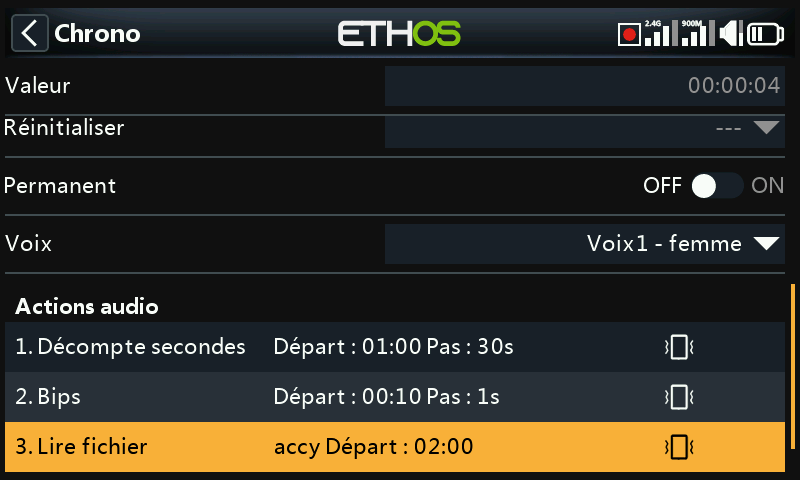 Actions du chrono 2