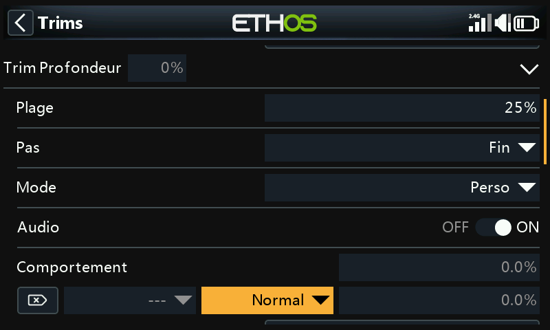 Options de comportement