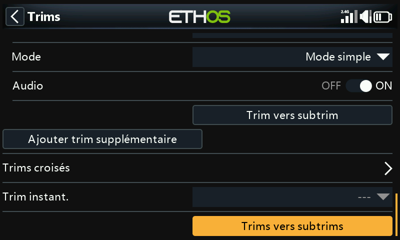 Déplacer les trims vers les subtrims