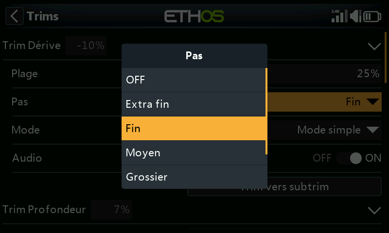 Options de pas