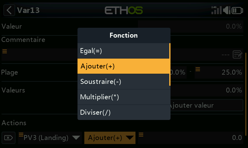 Actions de fonction