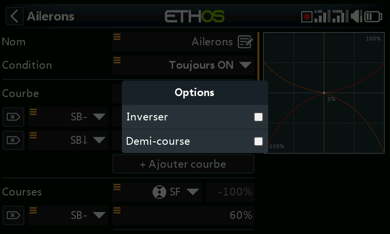Options des inters utilisés comme sources