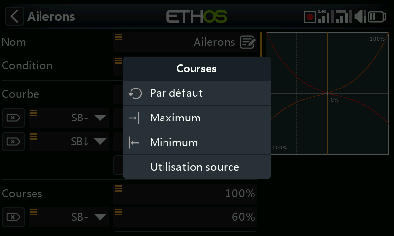 Menu des sources