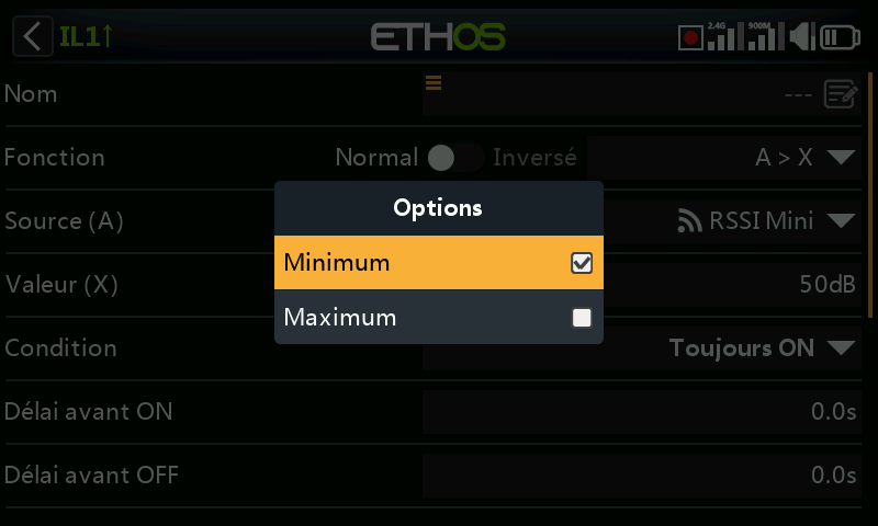 Options des capteurs