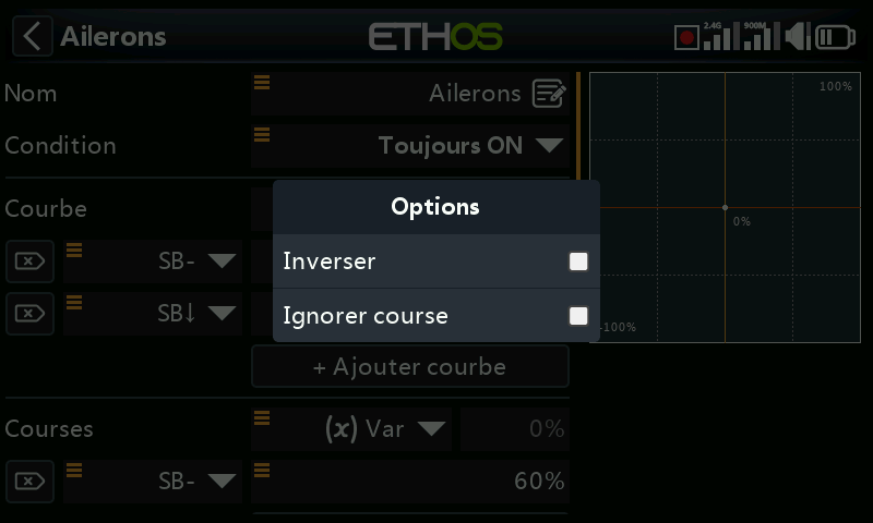 Options des variables