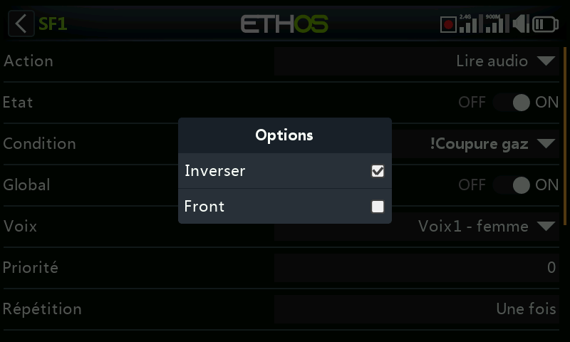Options des inters