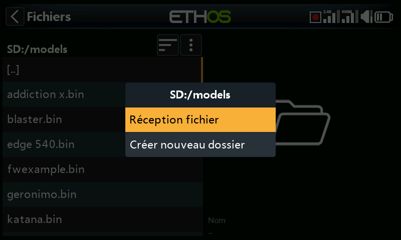 Transfert bluetooth (réception)
