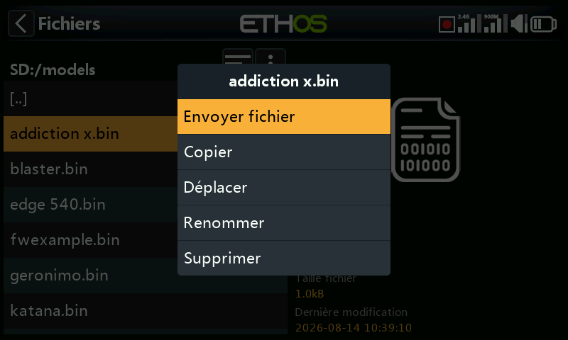 Transfert bluetooth (envoi)