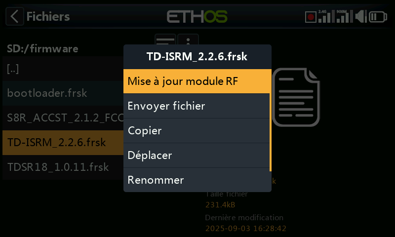 Mise à jour module interne