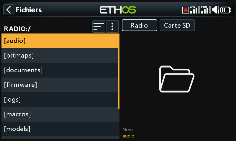 Gestionnaire de fichiers - radio
