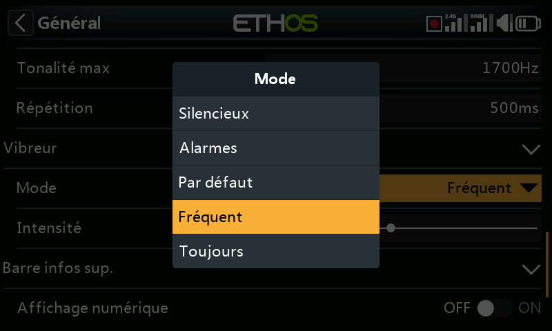 Modes vibreur