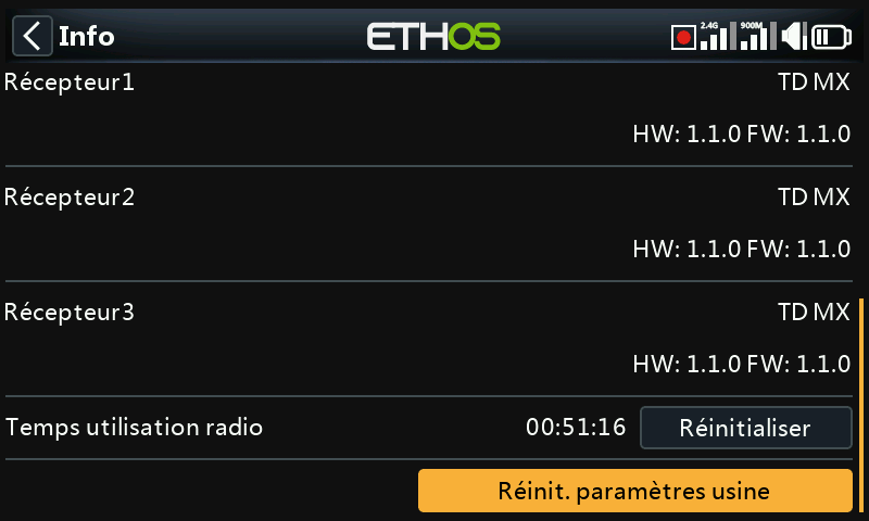 Réinitialisation de la radio