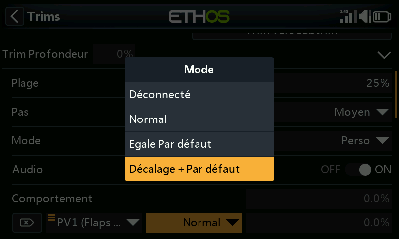 Sélection du trim personnalisé